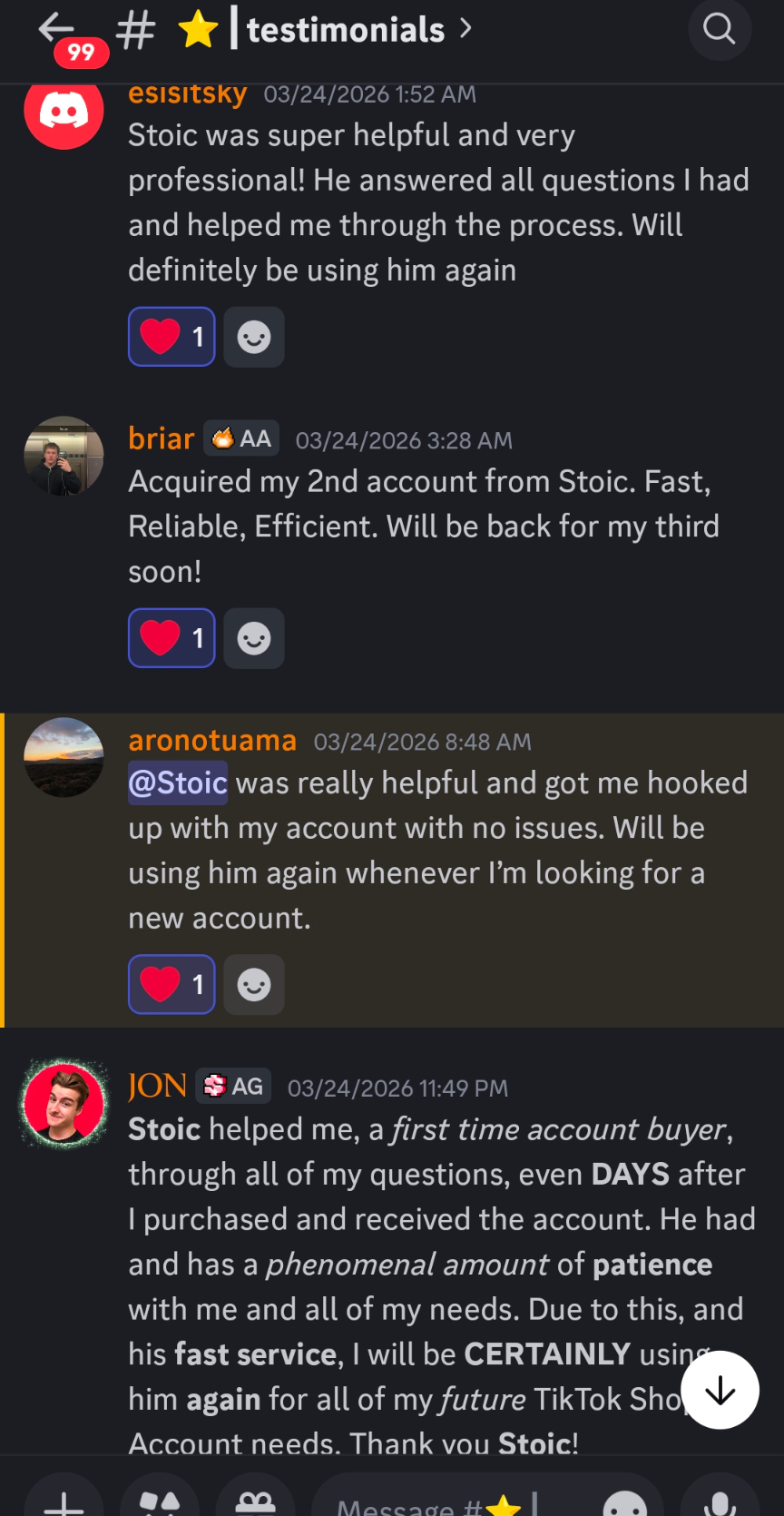 Discord testimonial