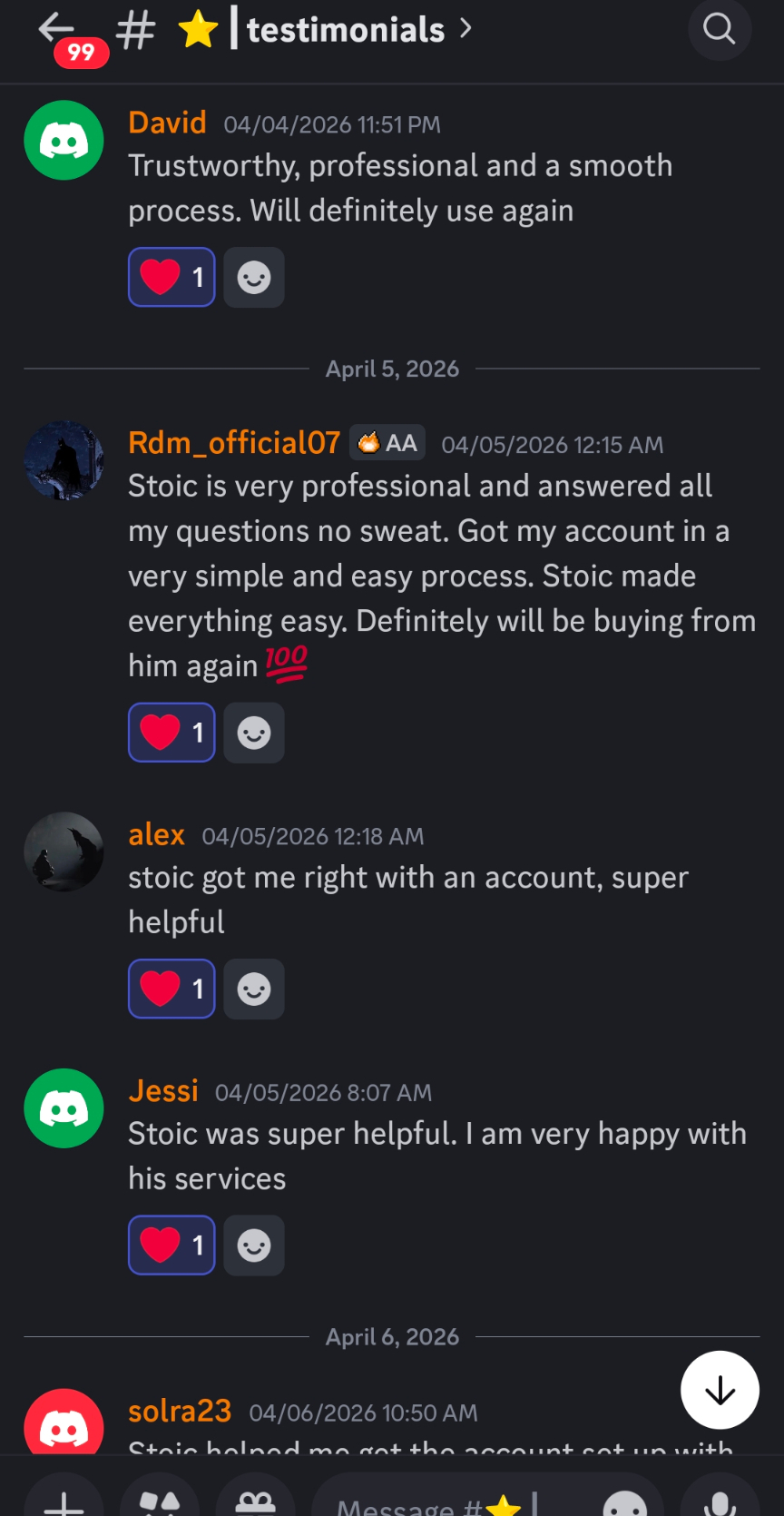 Discord testimonial